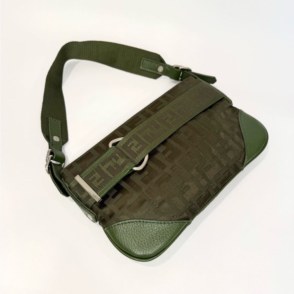 ✨SOLD✨ Vintage Fendi Green Zucca Shoulder Bag - Picture 10 of 13